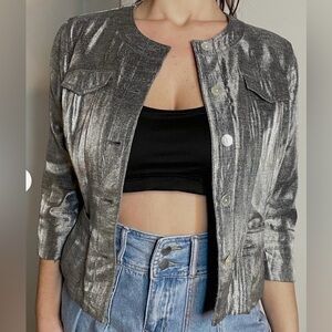 Vintage 90’s ruby rd Metallic Silver Women's Jacket size 8P NWT